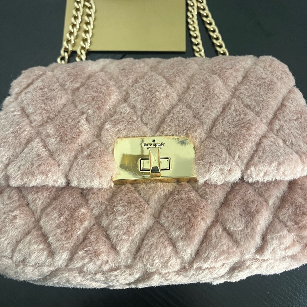 NWT Kate Spade Blush Quilted Shoulder Bag with Gold - Picture 5 of 8